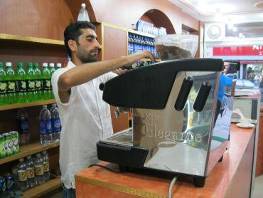 Arif Ahmed Mir at his coffee shop on Sunday