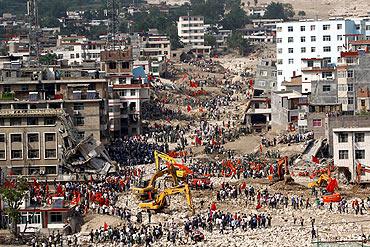 The landslide-hit Zhouqu County of Gannan Tibetan Autonomous Prefecture, Gansu Province in China