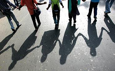 A silent march by students protesting against reservations in educational institutions