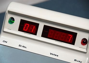 An electronic voting machine.