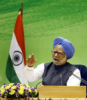 Prime Minister Manmohan Singh at a news conference in New Delhi