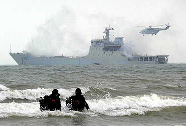 Marines from the PLA Marine Corps take part in a drill