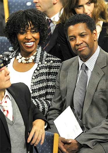 US actor Denzel Washington and his wife Pauletta at the ceremony