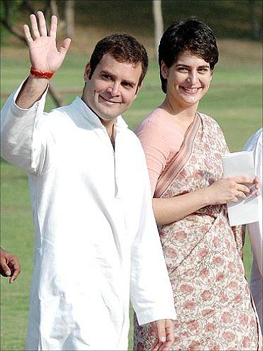 Rahul Gandhi with sister Priyanka Vadra