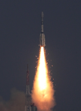 The GSLV blasts off carrying the communication satellite GSAT- 5P from the Satish Dhawan space centre in Sriharikota