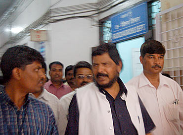 Ramdas Athavale at Sassoon Hospital in Pune on the evening of February 14