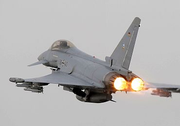 German Air Force Eurofighter from JG-74 Neuburg, Germany taking of on a QRA sortie