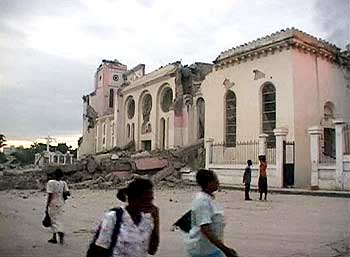 A building destroyed by the earthquake.