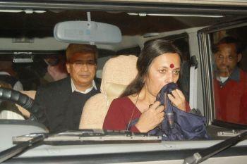 CPI-M leader Brinda (Front) and her husband and CPI-M general secretary Prakash Karat