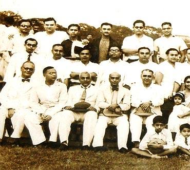 Picture taken after a football match. Basu (last row, third from left)