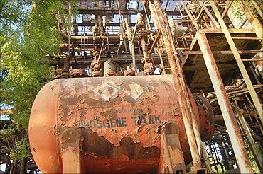 The tank that stored the noxious Phosgene gas
