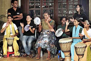 Michelle Obama struck a chord with the underprivileged children enrolled in the academic programme of the NGO Make A Difference