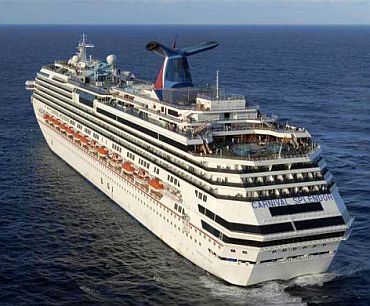 The Carnival cruise ship Splendor sits adrift approximately 150 nautical miles southwest of San Diego