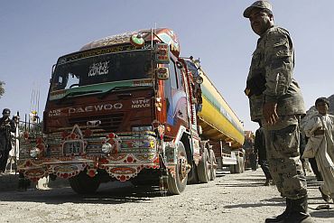 Tankers carrying fuel for NATO forces cross Torkham border into Afghanistan