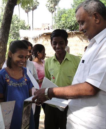 Anjani Kumar Singh, Bihar's Principal Secretary, Human Resources Development, with children