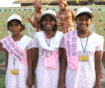 Girls at a education fest in Patna
