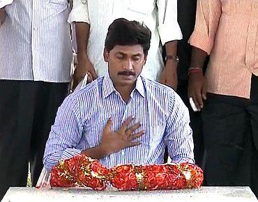 Jagan at his father's final resting place