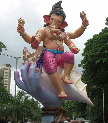 A Ganesh idol being taken in a procession