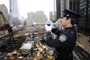 A New York City policeman at Ground Zero