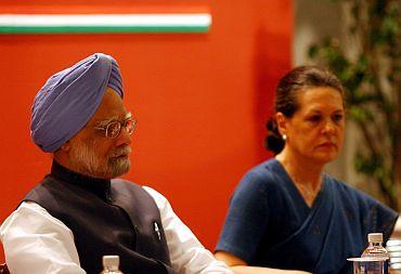 Dr Singh and Sonia at an awards ceremony in New Delhi