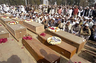 Coffins of unidentified victims of the Samjhauta Express train blast