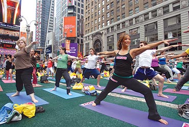 Yoga at Times Square