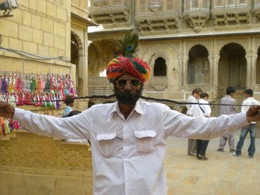 A man flaunts his moustache in Jaisalmer, Rajasthan