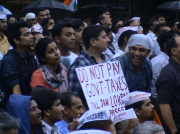Anna Hazare's supporters at the venue