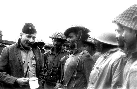 Then General Sam Manekshaw, India's army chief during the 1971 war, with his troops