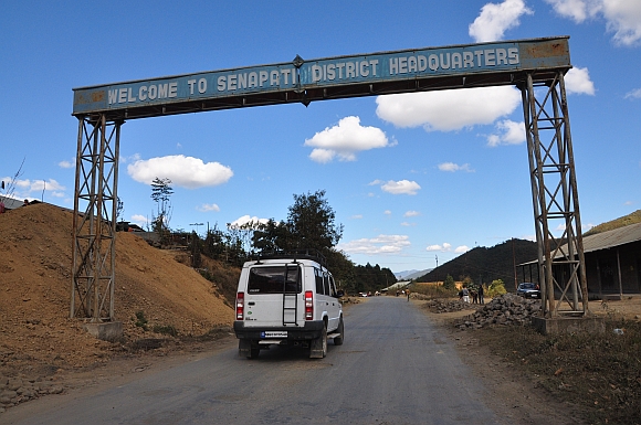 Entrance to the headquarters of Manipur's Senapati district. The tussle between the Kuki and Naga tribals over the proposed division of the district resulted in the 121-day economic blockade of Manipur