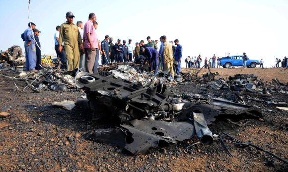 Debris of an IAF Sukhoi-30 fighter jet which crashed near Pune on Tuesday