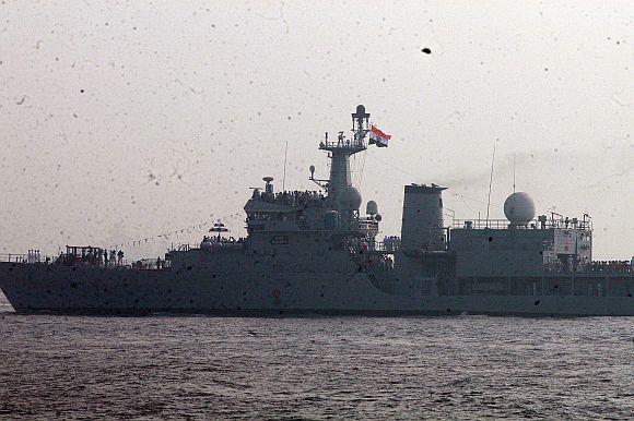 President Patil on board INS Subhadra