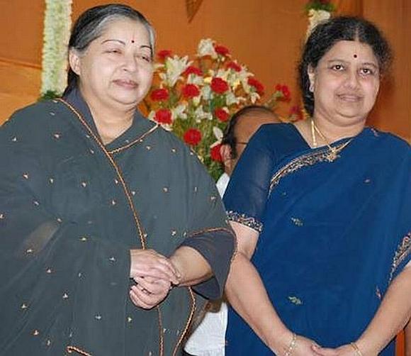 Jayalalithaa with Sasikala at a wedding reception