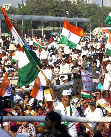 A rally in support of the Lokpal Bill