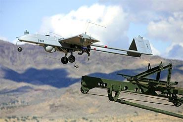 An unarmed US 'Shadow' drone is launched