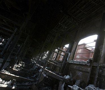 File photo of the charred Samjhauta Express compartment