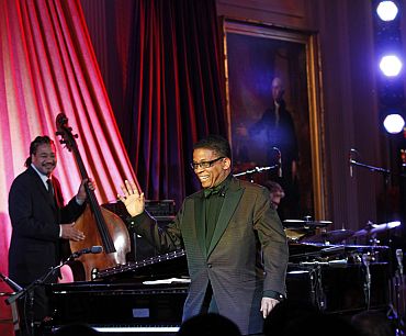 Musician Herbie Hancock arrives for his performance