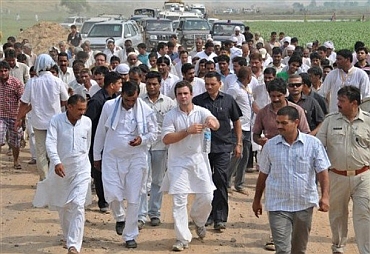 Rahul Gandhi visits Sairol village, Aligarh district during his padyatra