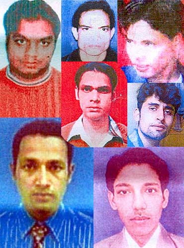 (From left, bottom, clockwise) Shahnawaz Alam, Ariz Khan, Mohammed Khalid, Asadullah Akhtar, Mohammed Sajid, Abu Rashid and (centre) Mirza Shadab Baig from the IM's North India module