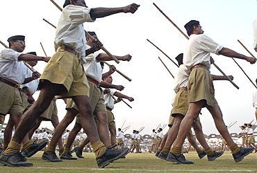 RSS workers at camp