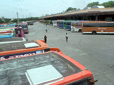A deserted bus depot in Hyderabad