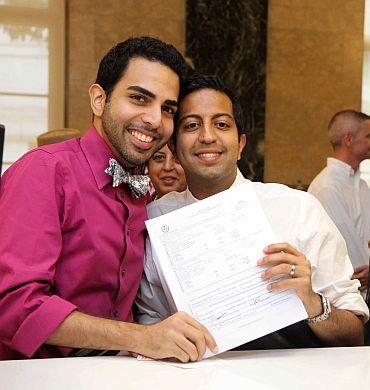 In Photos First Gay Marriages In New York Rediff Com News