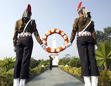 Indian soldiers on Vijay Diwas, December 16, to mark the liberation of Bangladesh