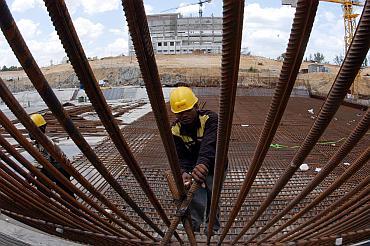 Workers construct prototype of Fast Breeder Reactor at Department of Atomic Energy in Kalpakkam