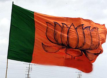 A flag with the BJP symbol