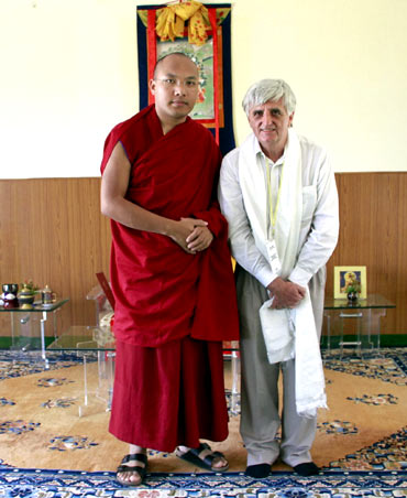 The author Claude Arpi with the Karmapa Lama