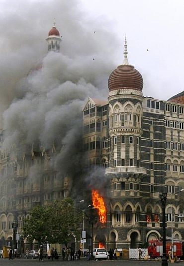 The Taj Mahal hotel, during the 26/11 attacks