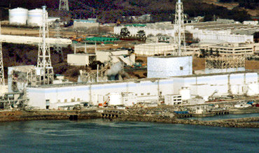 An aerial view shows Reactors 1 to 4 in Fukushima