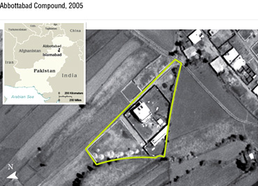 An aerial view, released by the US Department of Defence, shows Osama's compound