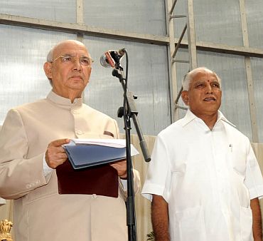 In happier times: Yeddyurappa with Bhardwaj